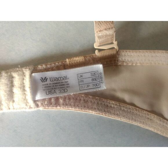 Wacoal 32D Underwire Beige Padded Push Up Contour Convertible Multiway 65842 - Picture 3 of 3